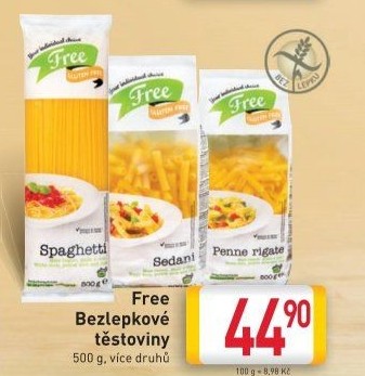 Těstoviny bez lepku Billa Gluten Free