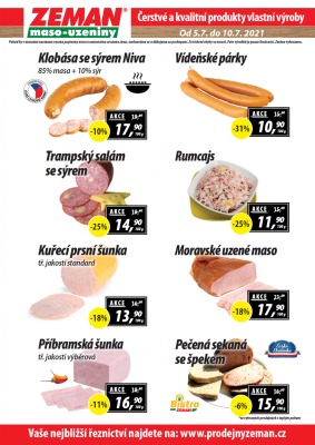 akční leták ZEMAN maso - uzeniny 5.7.2021-10.7.2021