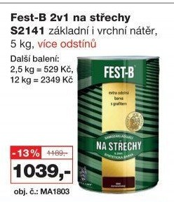 Nátěr na střechy Fest - B Barvy a laky Hostivař
