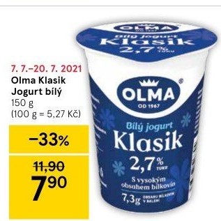 Bílý jogurt Klasik Olma