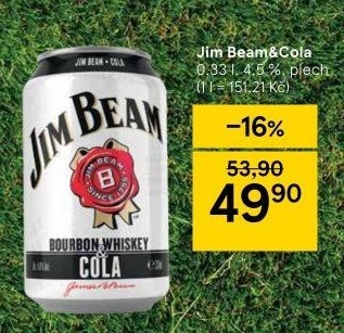 Míchaný nápoj Jim Beam a Cola