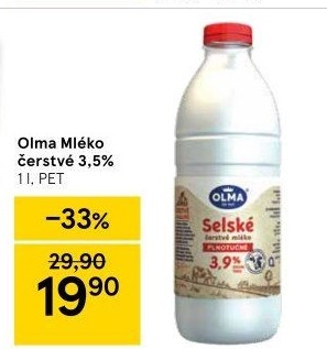 Mléko čerstvé selské Olma - 3,5% plnotučné