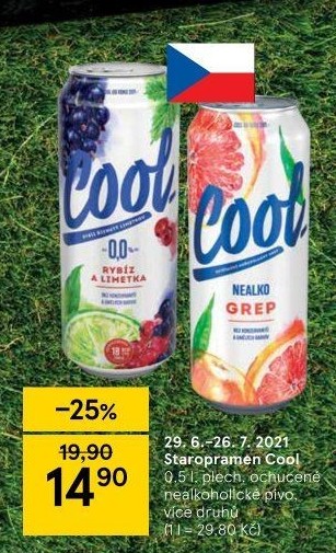 Nealkoholické pivo ochucené Staropramen Cool
