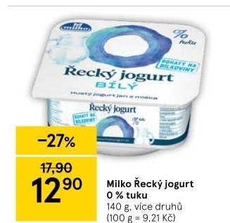 Ochucený jogurt řecký 0% Milko
