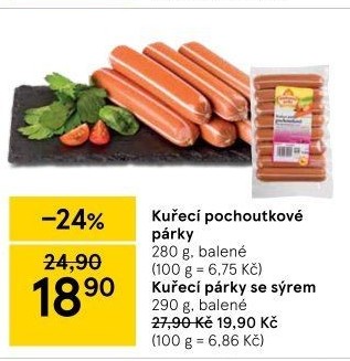 Párky kuřecí pochoutkové Vodňanské kuře