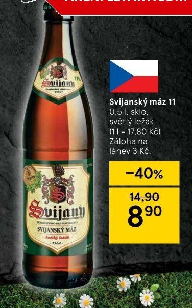 Pivo světlý ležák 11° Svijanský Máz Svijany