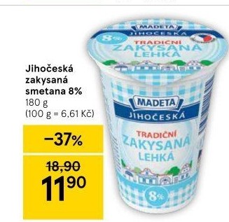 Smetana zakysaná lehká Jihočeská Madeta 8%