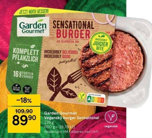 Vegetariánský hamburger Sensational Veggie Garden Gourmet