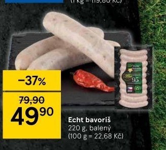 Klobásy Echt Bavoriš Láďa Grileman Kostelecké uzeniny