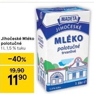 Mléko trvanlivé Jihočeské Madeta - 1,5% polotučné