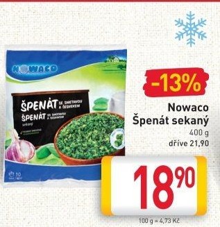 Špenát sekaný mražený Nowaco