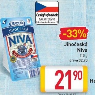 Sýr Niva Jihočeská 50% Madeta