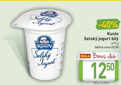 Bílý jogurt selský Kunín