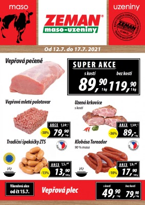 akční leták ZEMAN maso - uzeniny 12.7.2021-17.7.2021