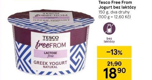 Ochucený jogurt řecký bez laktózy Free From Tesco