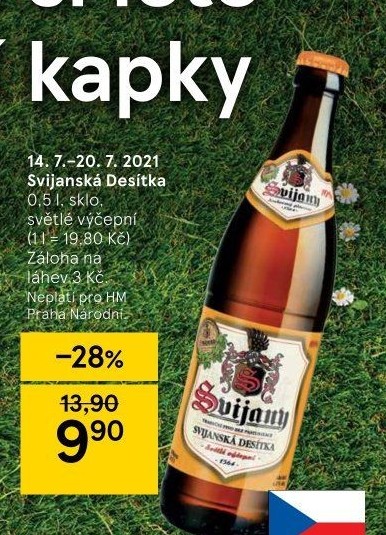 Pivo světlé výčepní Svijanská 10° Svijany
