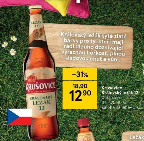 Pivo světlý ležák Královská 12° Krušovice