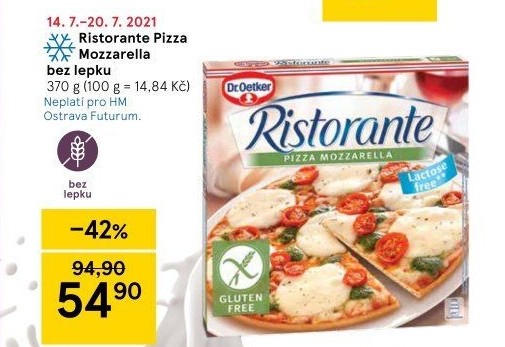 Pizza mražená bez lepku a laktózy Ristorante Dr. Oetker