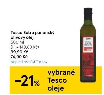 Olivový olej extra panenský Tesco