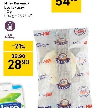 Sýr Parenica bez laktózy Milsy