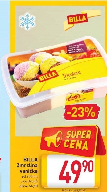Zmrzlina ve vaničce Billa