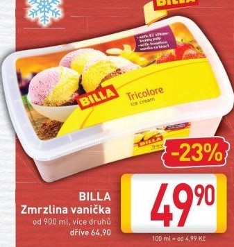 Zmrzlina ve vaničce Billa