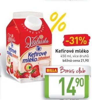 Kefírové mléko ochucené Mlékárna Valašské Meziříčí