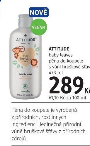 Dětská pěna do koupele Baby leaves Attitude