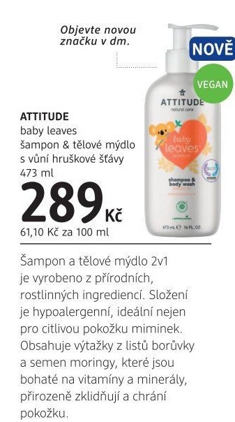 Dětské tělové mýdlo a šampon 2v1 Baby leaves Attitude