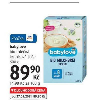 Kaše mléčná krupicová bio Babylove