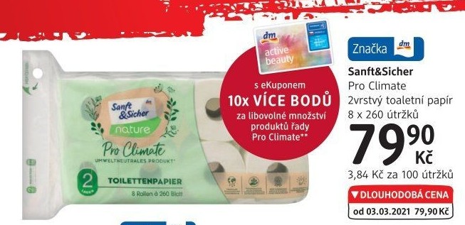 Toaletní papír 2vrstvý Pro Climate Sanft&amp