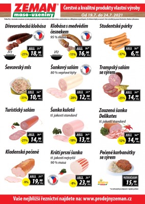 akční leták ZEMAN maso - uzeniny 19.7.2021-24.7.2021