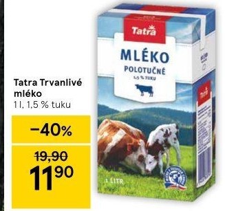 Mléko trvanlivé Tatra - 1,5% polotučné