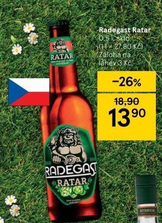 Pivo světlé výčepní 10° Ratar Radegast