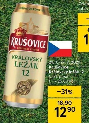 Pivo světlý ležák Královská 12° Krušovice