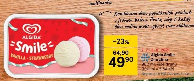 Zmrzlina ve vaničce Smile Algida