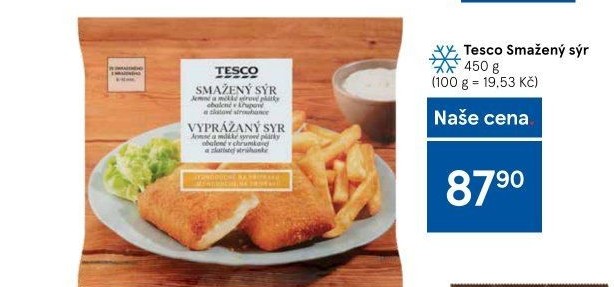 Obalovaný sýr mražený Tesco
