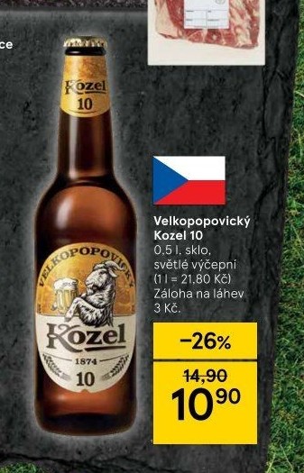 Pivo světlé výčepní 10°Velkopopovický Kozel