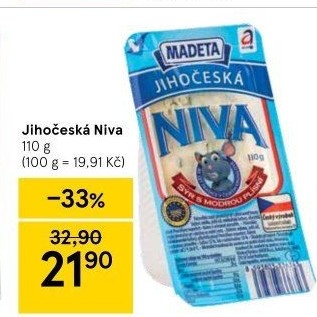 Sýr Niva Jihočeská 50% Madeta