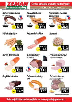akční leták ZEMAN maso - uzeniny 26.7.2021-30.7.2021