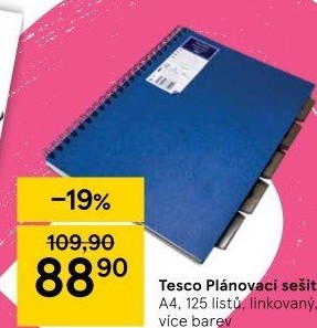 Kroužkový zápisník A4 Tesco