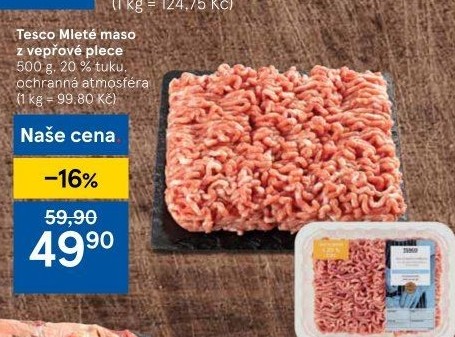 Maso mleté vepřové z plece Tesco
