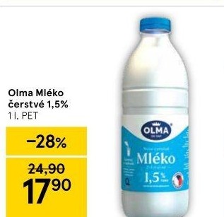 Mléko čerstvé Olma - 1,5% polotučné