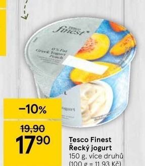 Ochucený jogurt řecký 0% Tesco Finest