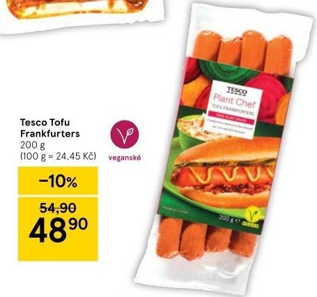 Párky tofu frankfurtské Tesco
