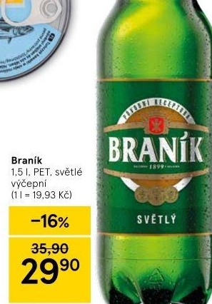 Pivo světlé výčepní 10° Braník