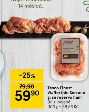 Šunka Wafferthin Serrano Gran Reserva Ham Tesco Finest