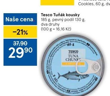 Tuňák kousky Tesco