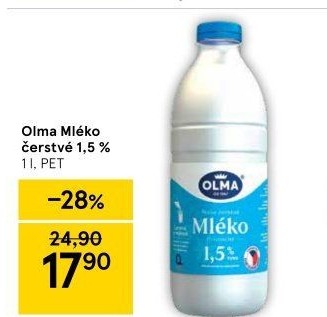 Mléko čerstvé Olma - 1,5% polotučné