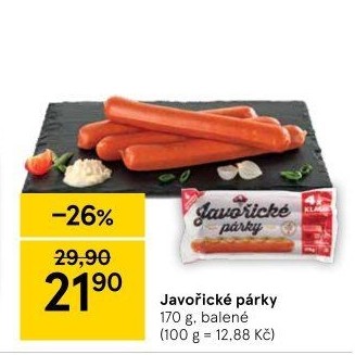 Párky javořické Kostelecké uzeniny